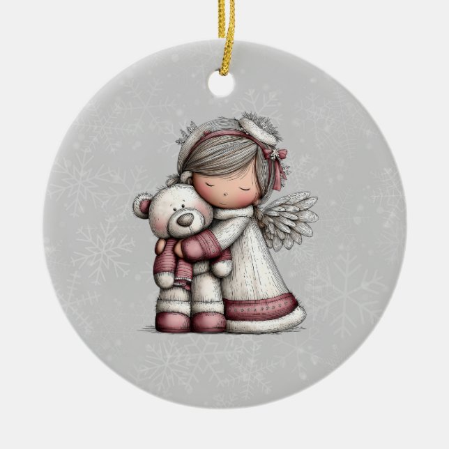 Whimsical Christmas Angel Julgransprydnad Keramik (Framsidan)
