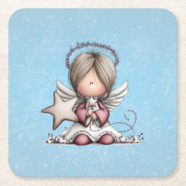 Whimsical Christmas Angel Underlägg Papper Kvadrat