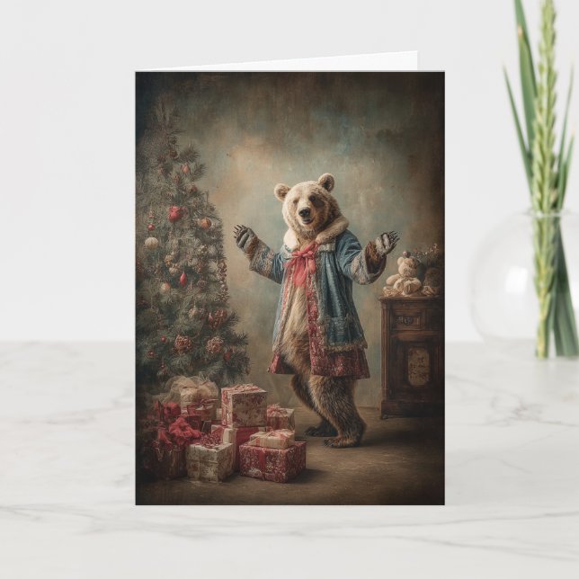 Whimsical Christmas Bear Helgkort (Framsida)