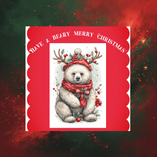 Whimsical Christmas Bear Quote Playful Quirky Cute Klistermärken