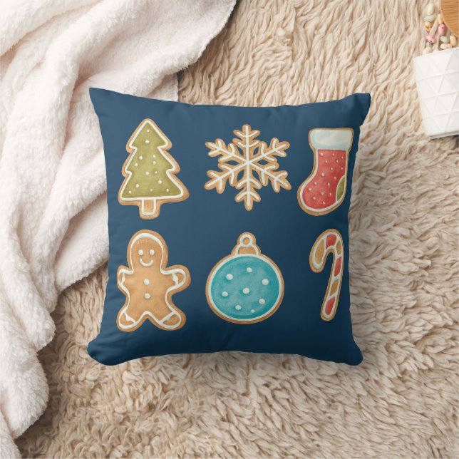 Whimsical Christmas Cookie Icons Kudde (Filt)