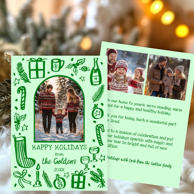 Whimsical Christmas  Cute Custom Arch 3 PHOTO  Julkort (Whimsical Christmas Cute Custom Arch 3 PHOTO Holiday Card
)