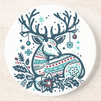 Whimsical Christmas Deer Vector Clipart - Festive Underlägg