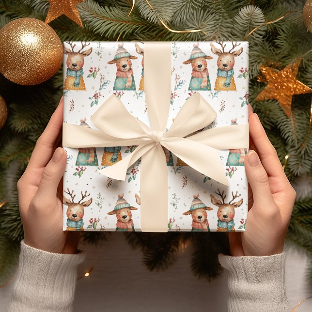 Whimsical Christmas Deers – Wrapping Paper Presentpapper (Skapare uppladdad)