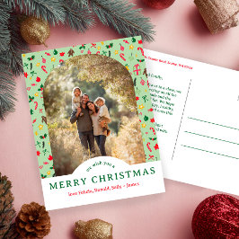 Whimsical CHRISTMAS Doodles ANPASSNINGSBAR Arch PH Vykort