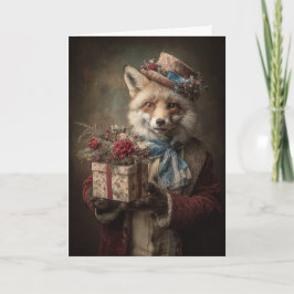 Whimsical Christmas Fox Helgkort