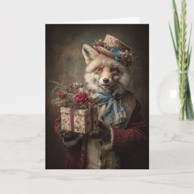 Whimsical Christmas Fox Helgkort (Framsida)