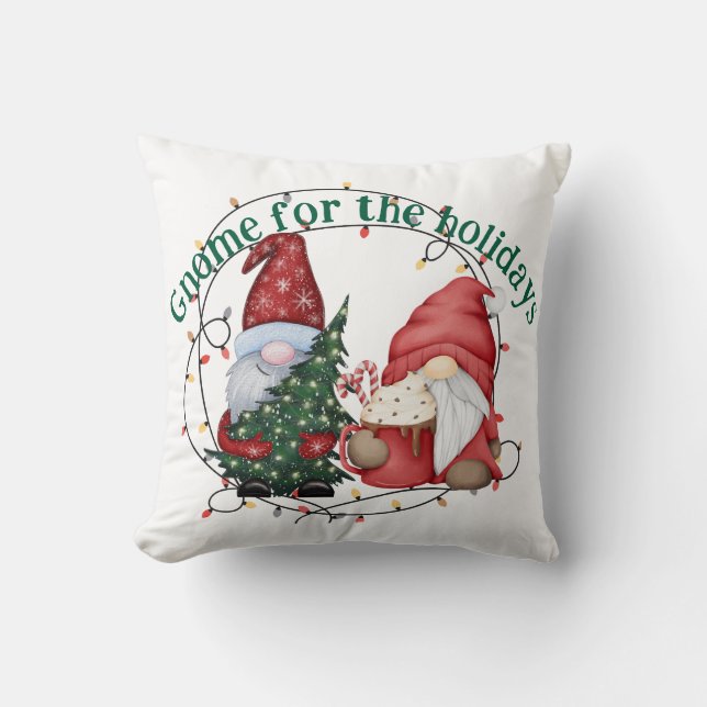 Whimsical Christmas Gnomes Scandinavian Holiday  Kudde (Framsida)