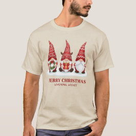 Whimsical Christmas Gnomes Three Holiday Wishes T Shirt