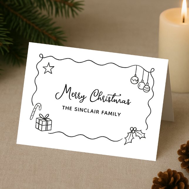 Whimsical Christmas Hand Drawn Scribble Minimalist Helgkort (Skapare uppladdad)