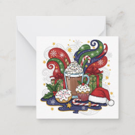 Whimsical Christmas Hot Cocoa & Treats Anteckningskort