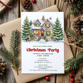 Whimsical Christmas House Holiday Party Invitation Inbjudningar
