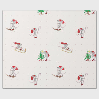 Whimsical Christmas Mice Wrapping Paper  Presentpapper