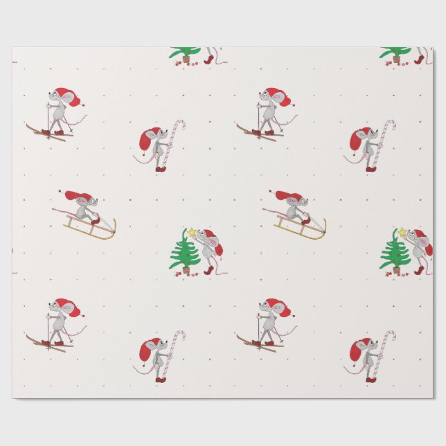Whimsical Christmas Mice Wrapping Paper  Presentpapper (Platt)