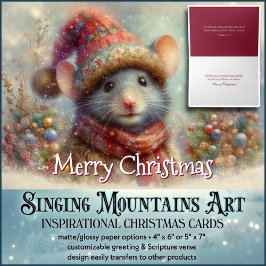 Whimsical Christmas Mouse With Hat Christian Helgkort
