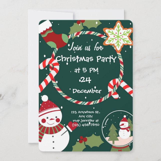 Whimsical Christmas Party Invitation  Inbjudningar (Framsida)
