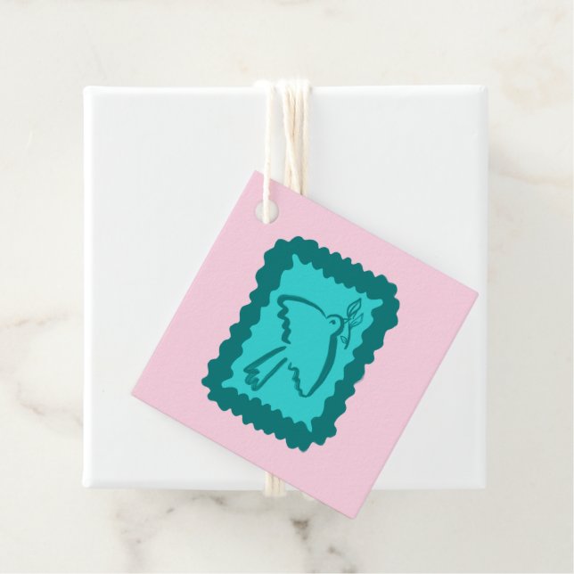 Whimsical Christmas Peace Dove Cute Holiday Gift Gåvor Etiketter (På plats)