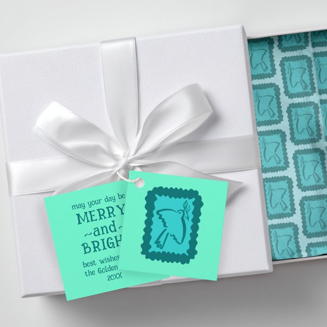 Whimsical Christmas Peace Dove Cute Holiday Gift Gåvor Etiketter (Whimsical Christmas Peace Dove Cute Holiday Gift Favor Tags and matching Tissue Paper Gift Wrap
)