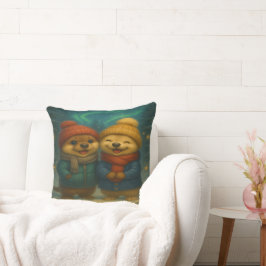 Whimsical Christmas Pillow with Cute Winter Animal Kudde