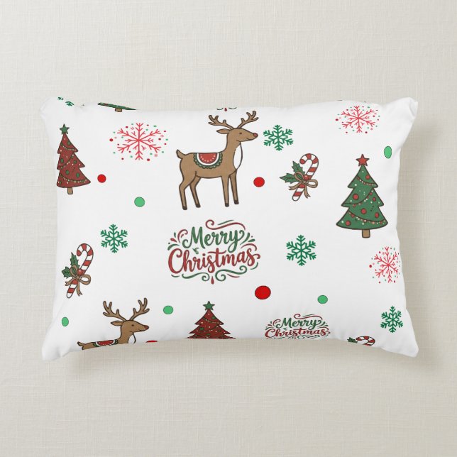 Whimsical Christmas Reindeer&Candy Cane Decor Pi Prydnadskudde (Framsidan)