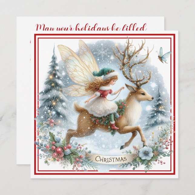 Whimsical Christmas Ride Holiday Card (Fram/baksida)