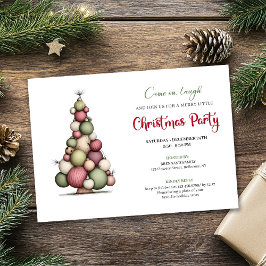 Whimsical Christmas Tree Red Green Holiday Invite Inbjudningar