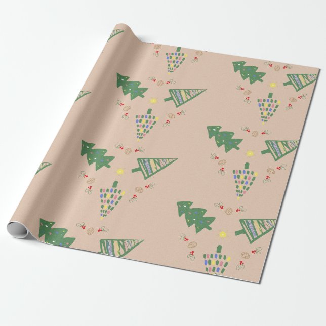 Whimsical Christmas Tree Wrapping Paper Presentpapper (Utrullad)