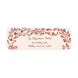 Whimsical Christmas Wreath & Preppy Bows Address Returadress Etikett