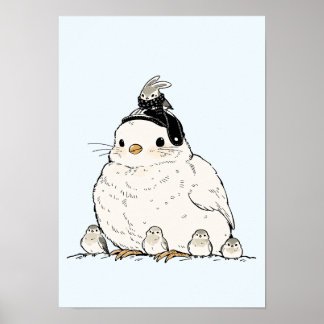 Whimsical Chubby Bird & Fantasy Friend Kids Poster