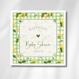 Whimsical Citron Citrus Grön Rutig Bebis Bebis-fes Pappersservett