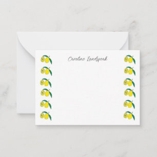 Whimsical Citron Frukt Kant Anpassat Namn Anteckningskort