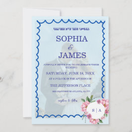 Whimsical Citrus Biue & flower Wedding  Inbjudningar