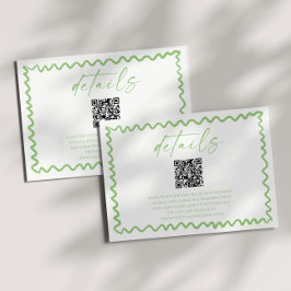 Whimsical Citrus Green QR Code Wedding Details Tilläggskort