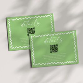 Whimsical Citrus Green QR Code Wedding Details Tilläggskort