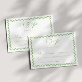 Whimsical Citrus Green Wavy Border Wedding OSA Kort