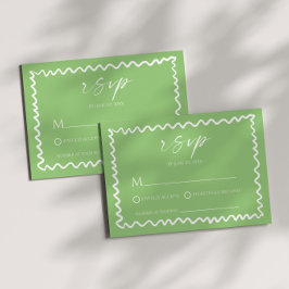 Whimsical Citrus Green Wavy Border Wedding OSA Kort