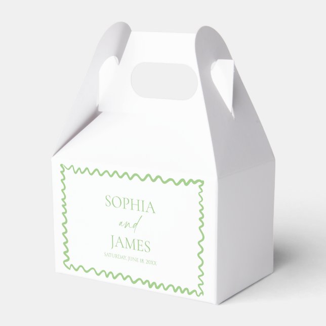 Whimsical Citrus Green Wavy Border Wedding Presentaskar (Framsidan Sidan)