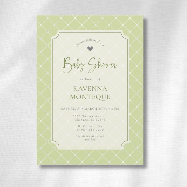 Whimsical Citrus Grön Diamant Baby Shower Inbjudningar (Skapare uppladdad)