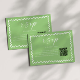 Whimsical Citrus Grön QR-kod Bröllop OSA Kort