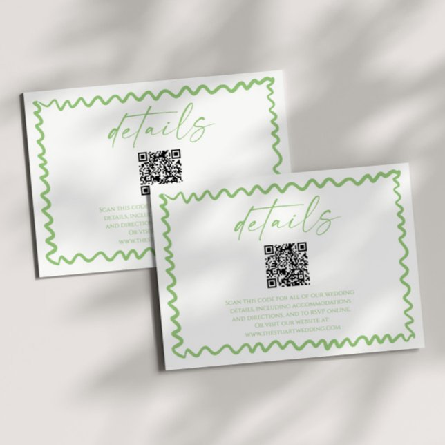 Whimsical Citrus Grön QR-kod Bröllopsdetaljer Tilläggskort (Skapare uppladdad)
