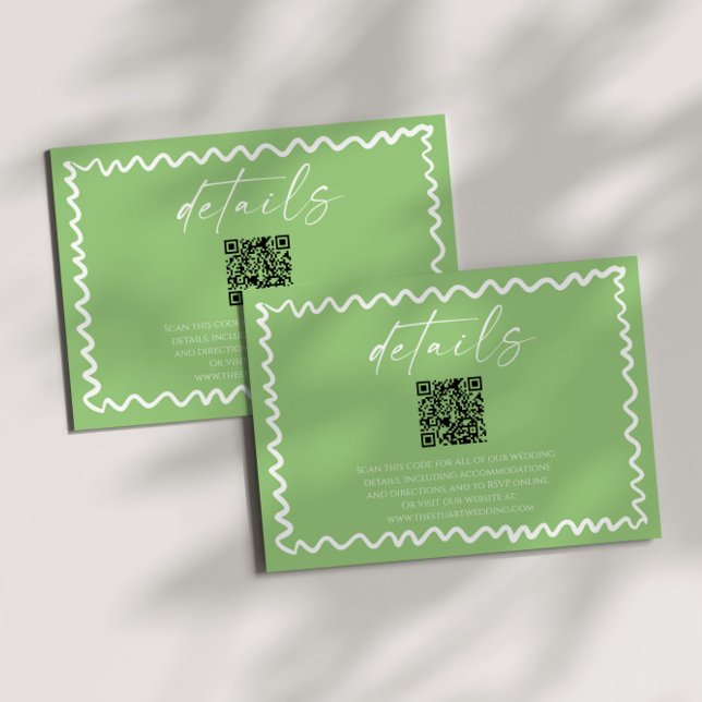 Whimsical Citrus Grön QR-kod Bröllopsdetaljer Tilläggskort (Skapare uppladdad)