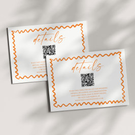 Whimsical Citrus Orange QR Code Wedding Details Tilläggskort
