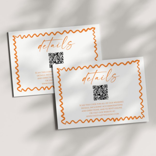 Whimsical Citrus Orange QR Code Wedding Details Tilläggskort (Skapare uppladdad)