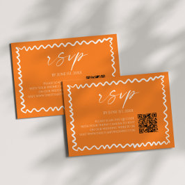 Whimsical Citrus Orange QR Code Wedding OSA Kort