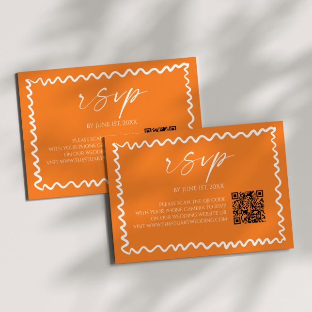 Whimsical Citrus Orange QR Code Wedding OSA Kort (Skapare uppladdad)