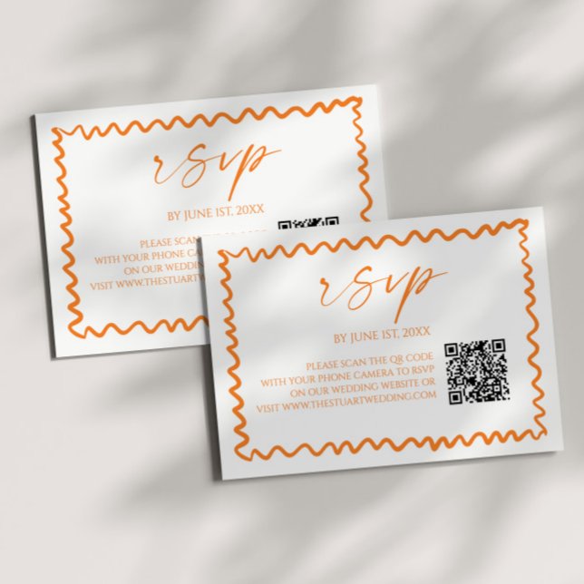 Whimsical Citrus Orange QR-kod Bröllop OSA Kort (Skapare uppladdad)