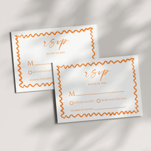 Whimsical Citrus Orange Vågig Kant Bröllop OSA Kort