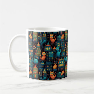Whimsical City Cats AI Art Kaffemugg