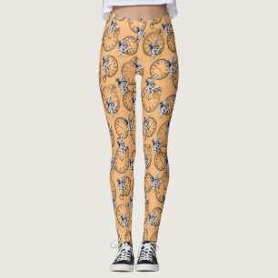 Whimsical Clock & Alice i underlandstäckande vit k Leggings