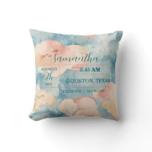 Whimsical Clouds Baby Girl Anpassade Födelse Stati